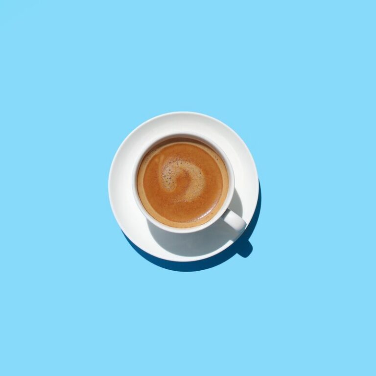 Cappuccino on sky blue
